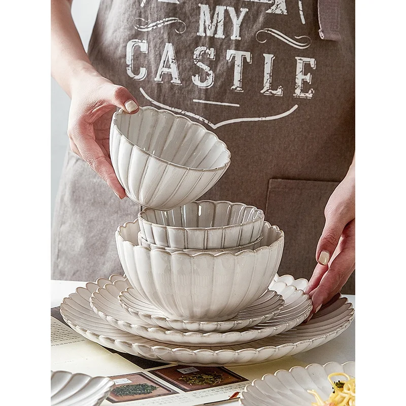 Bowl and Plate Set Home Breakfast Plate Japanese Steak Plate  Creative  Single Dishes