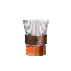 6 Pack 10 Oz Lead Free Borosilicate Glass Cup,Bar Glassware,Ribbed Cocktail Glass Set