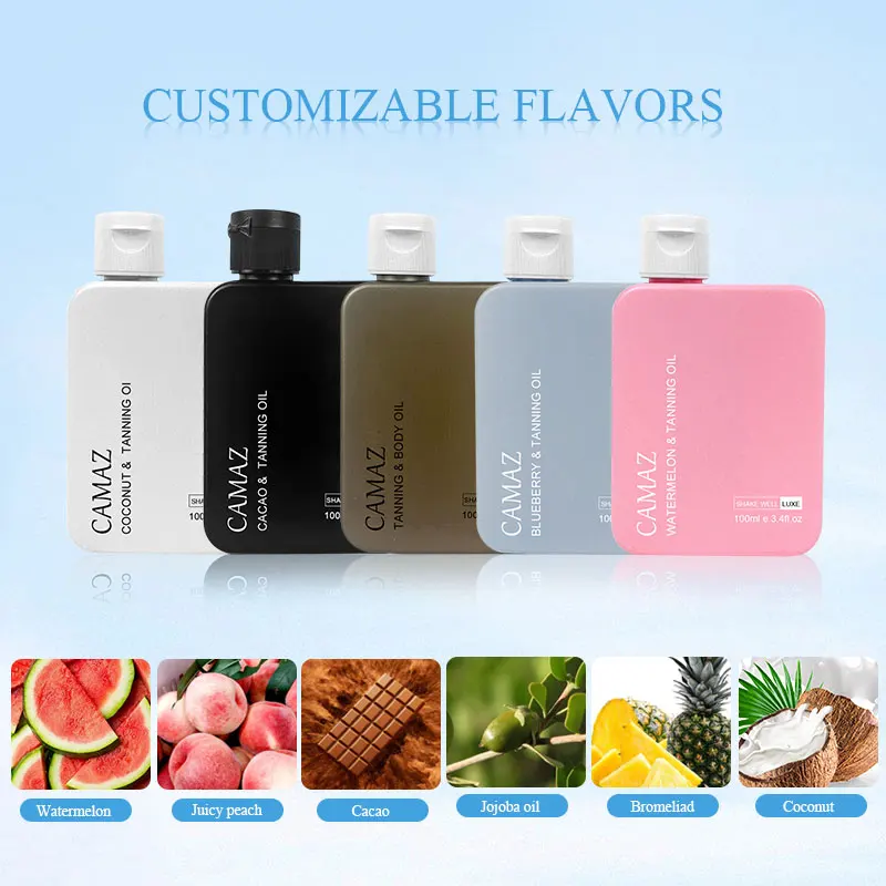Tanning Oil Spray Private Label 100ml Watermelon mango Coconut Sun Tan Body Oil Accelerator Sunbed Tanning Oil