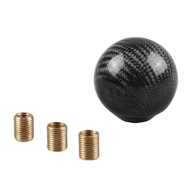 Car Gear Shift Knob Round Ball Shape Black Carbon Fiber Universal