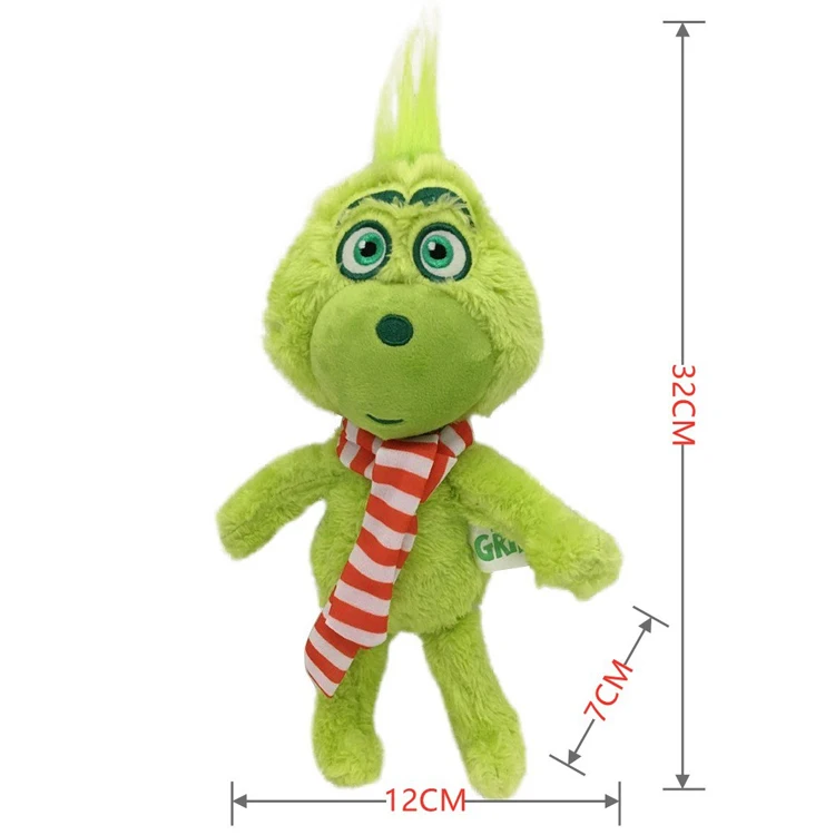 Custom Christmas Decoration Green Fur Grinch Plush Toys Baby Fairy Elf Dolls Wholesale Stuffed Animals Soft Toys For Kids Gifts