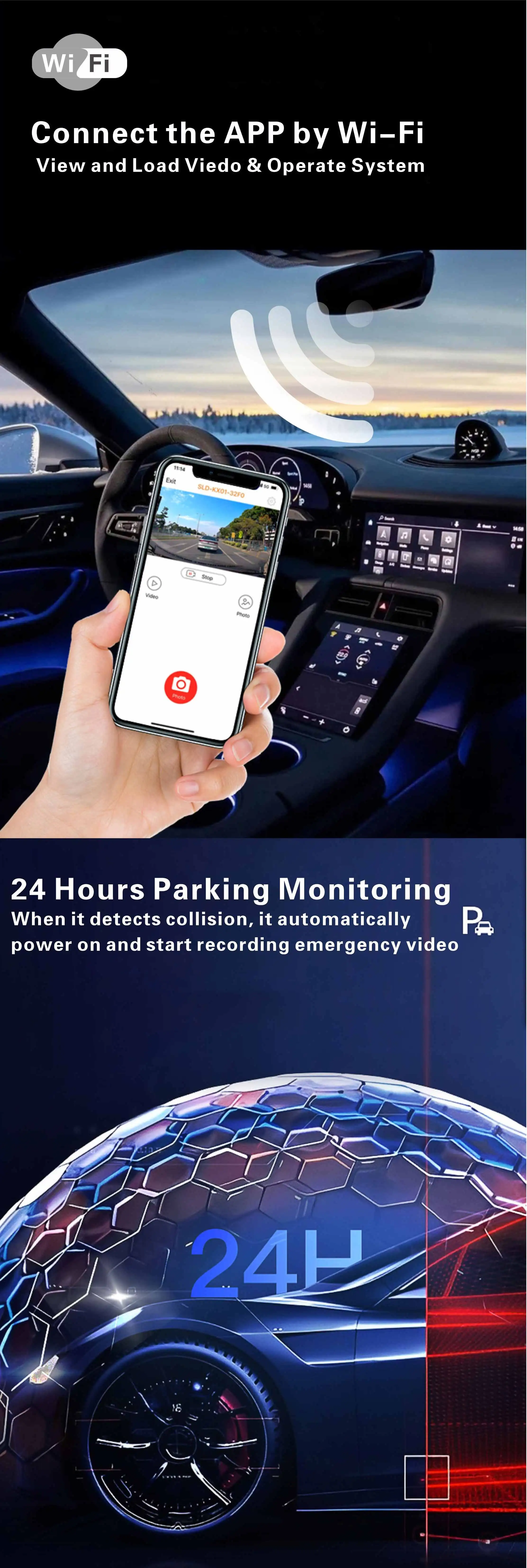 Smart Dash Cam for Audi Dash Cam Front and Inside Sony 335 Channel Dash Cam