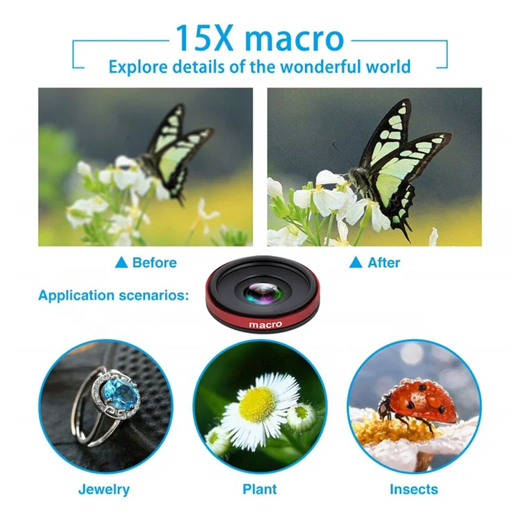 
Aipaxal Hot Sales Universal Clip-on 5 in 1 4K HD 12.8x Telephoto Telescope Mobile Phone Camera Lens for iPhone 