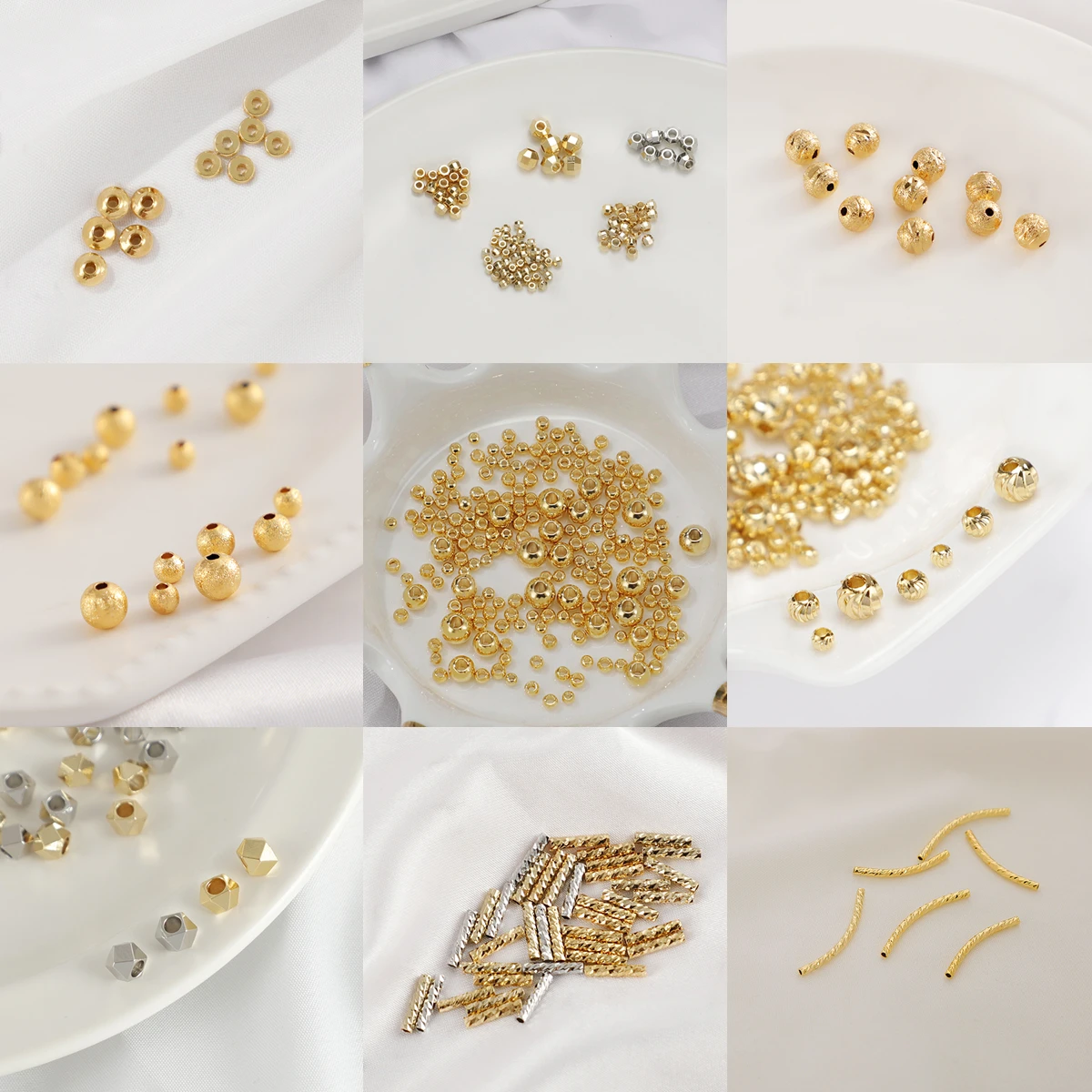 200PCS Gold Plated Beads Round 14k 18k Filled Flat Bead
