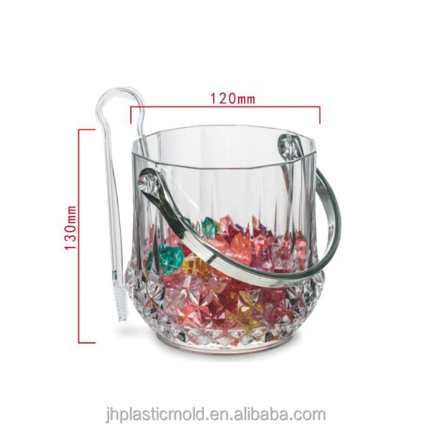 Пластиковое акриловое прозрачное ведро для льда 1 л ведра шампанского бара пива вина с ручкой и зажимом