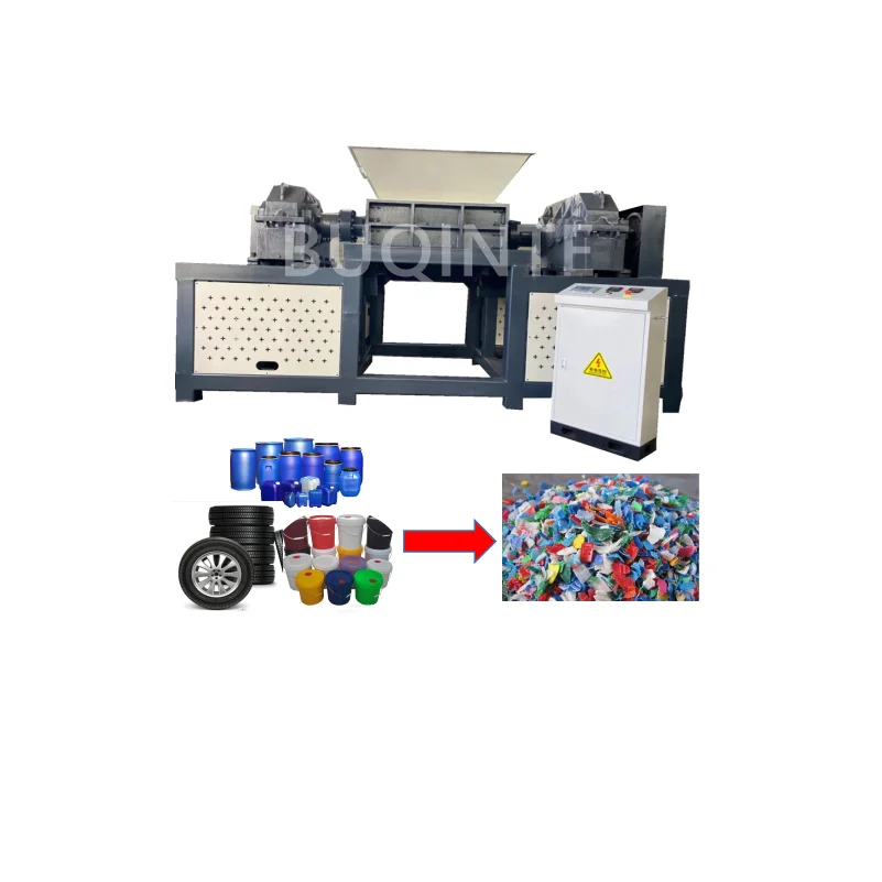 1000-2000kgh Double shaft large tyre shredder machine engine plastic crushing shredder machine for sale