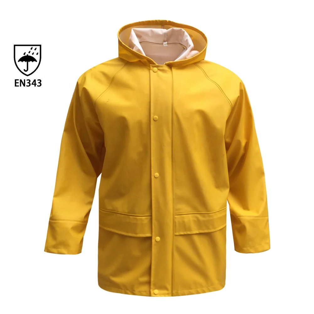 Custom EN343 rainwear waterproof rainsuit men PU jacket pants clothing pvc rain coat
