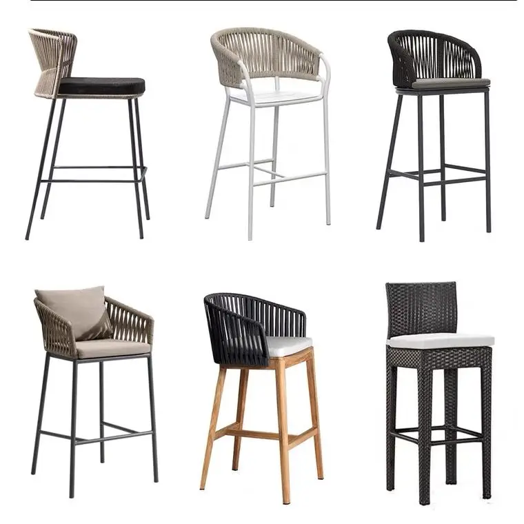 Outdoor Barstool Leisure bar-stool balcony outdoor rattan chair outdoor restaurant and cafe Internet celebrity bar stool
