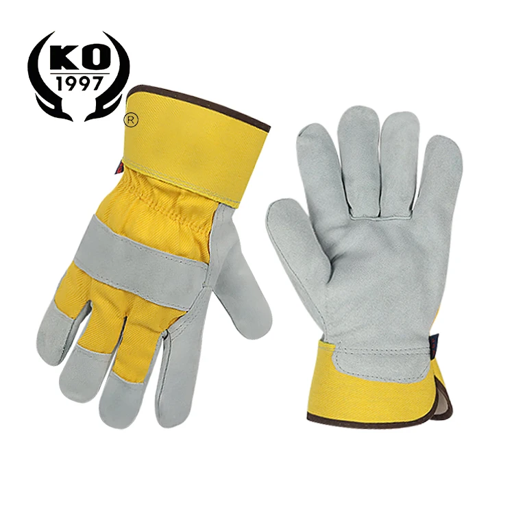 Best seller leather working work gloves men with stretchable wrist