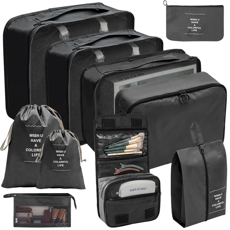 Travel Essential Bag Clothes Shoes Toiletries Bag 10 Pieces Set Packing Cubes for Suitcases