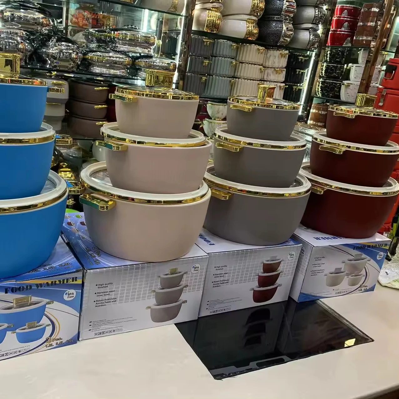 Non-Stick Inner Coating New Arrival Hot Selling 1.8L+3.5L+6L Hot Pot Sets Food Warmer Home And Kitchen Hot Pot Food Warmer Set