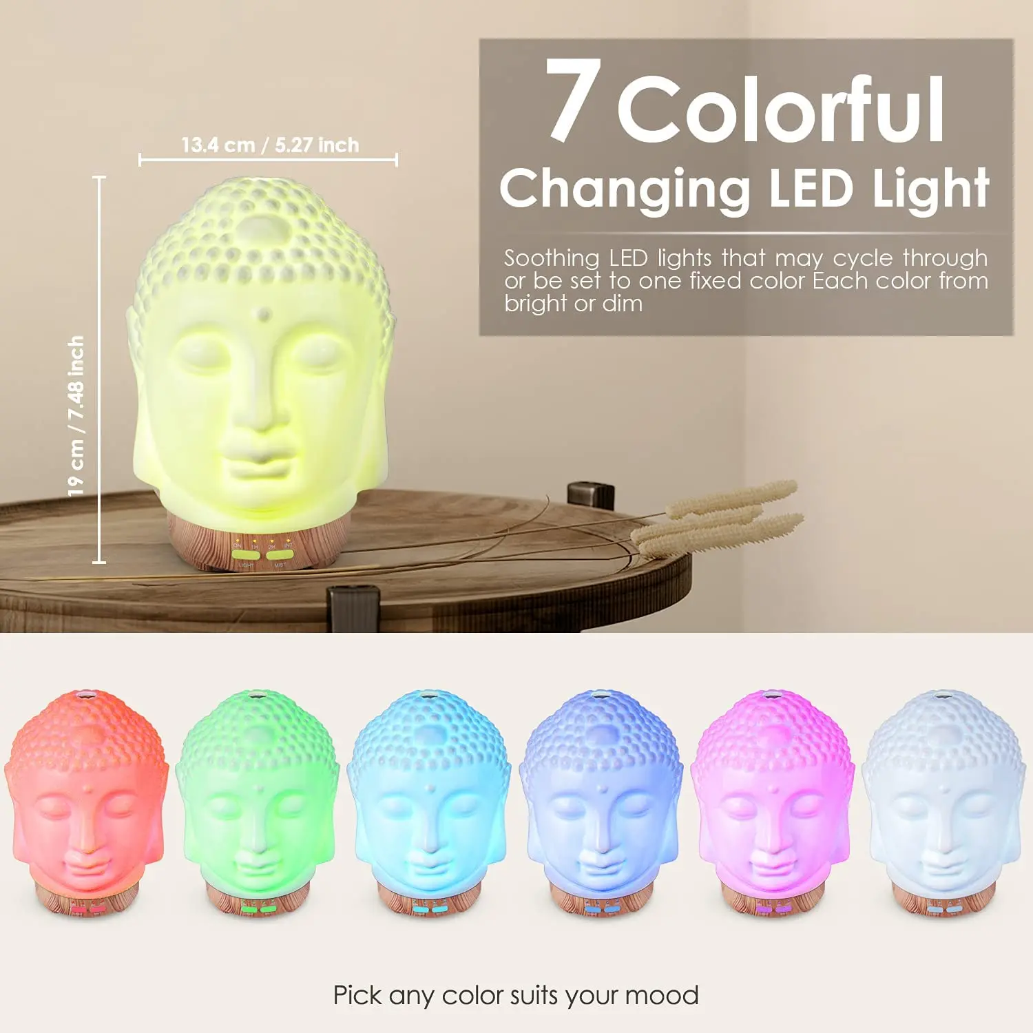 Factory Wholesale Ceramic Aroma Diffuser Air Purifier 100ML Ceramic Buddha Head Fragrance Humidifier For Essential Oils