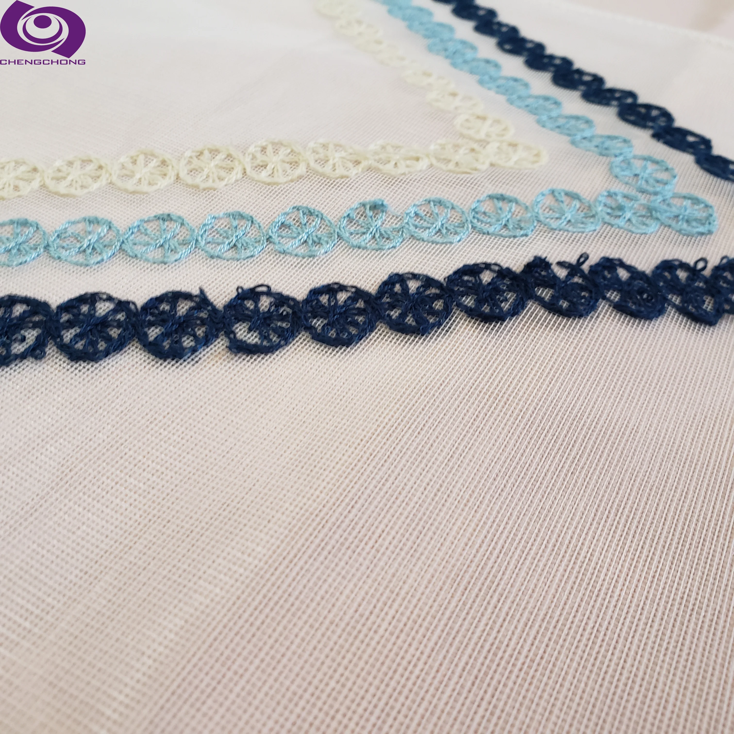 Wholesale 100% Polyester  Fashion  Mesh  chain yarn   Embroidery  Curtain Fabric