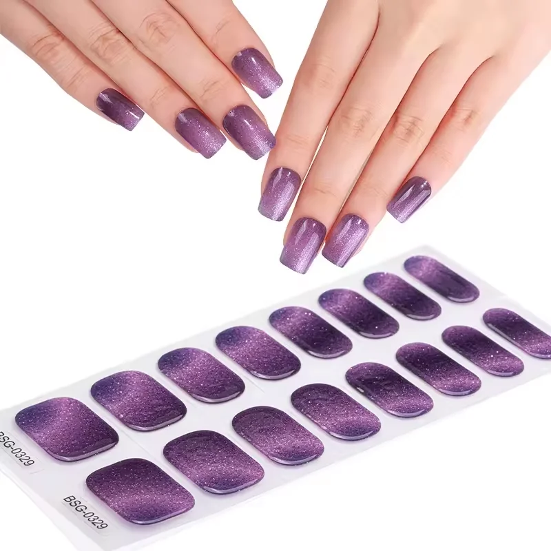 Wholesale Nail Polish Sticker  high Gloss Uv varnishing Gel gel nail strips personalize design Semi Cured  nail wraps gel