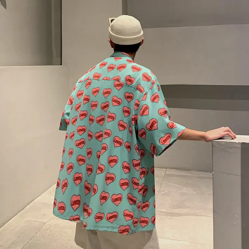 
love letter printed short sleeve shirt printed valentine day shirt men 