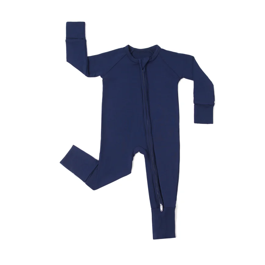 Custom Printed Baby Kid Bamboo Spandex Double Zipper Pajamas Sleepers Children Toddler Sleepwear Rompers Onesie Clothes
