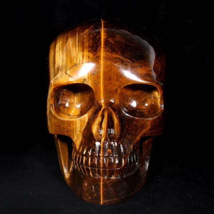 Wholesale Natural Golden Tiger Eye Stone Quartz Hand Carved Crystal Skulls  For Decoration