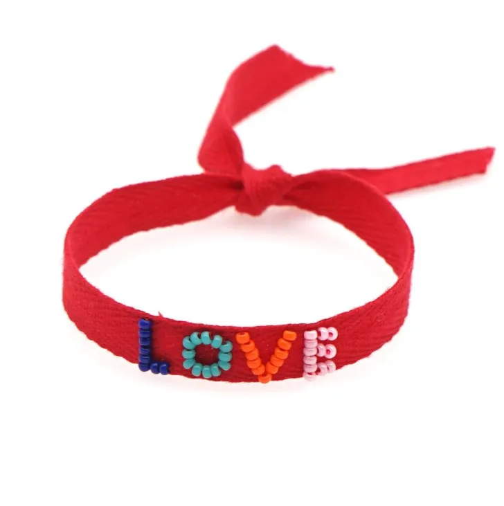 
Colombia fashion handmade rope woven good quality miyuki seed beads love couple bracelet 