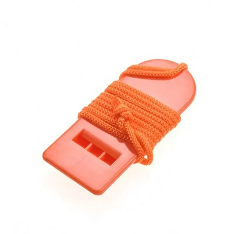 Manufacturer direct sale spot orange plastic flat whistle with rope triatonic life whistle referee whistle R1052