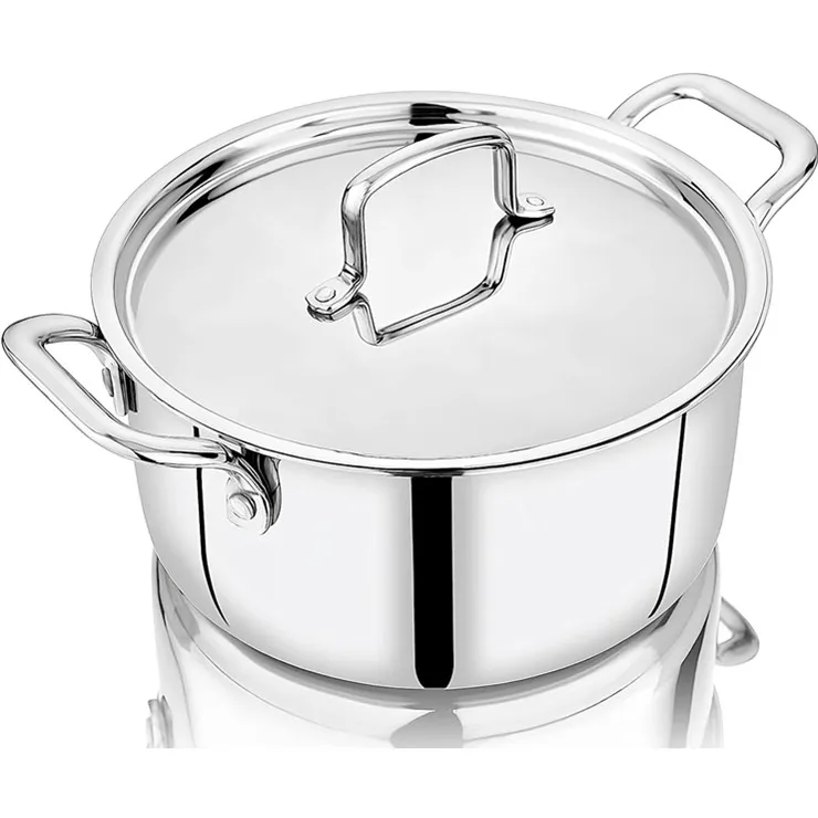 Manufacture OEM&ODM Luxury  8 pcs three layer stainless steel kitchen pots and pans food cooking cookware set with 201 ss lid