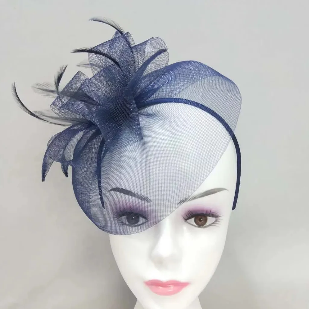 Fascinator Elegant Feather  Accessories Pure Color Women Wedding Bridal Hat for Par