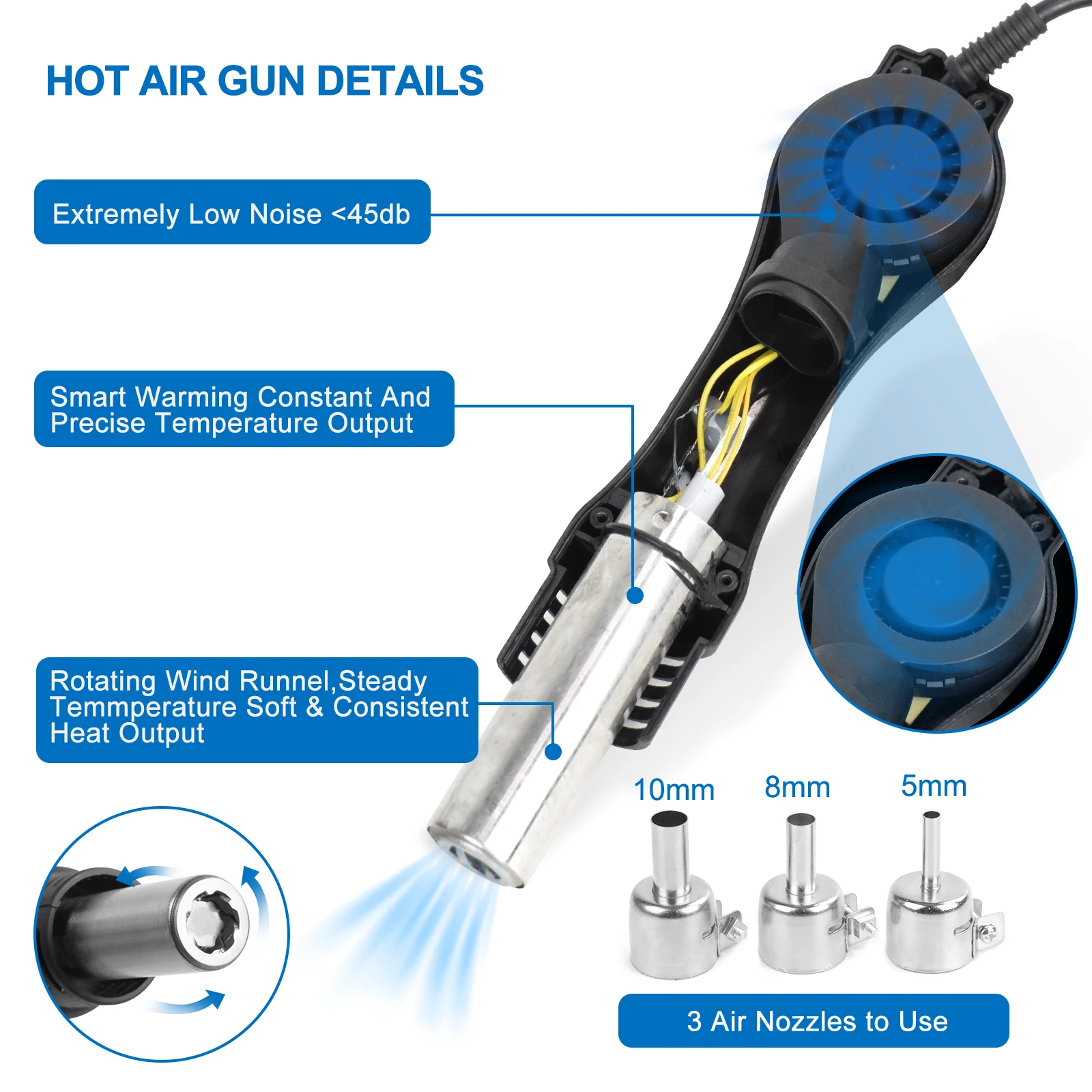 700W Digital Hot Air Rework Station C/F Temperature Regulated Soldering Station US Plug 110V  Desoldering Welding Tool