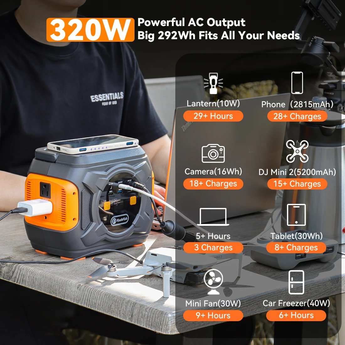 Wholesale 300W Powerstation Energy Charger 110V 220V Backup Lithium Battery Solar Generator Wireless Portable Power Station