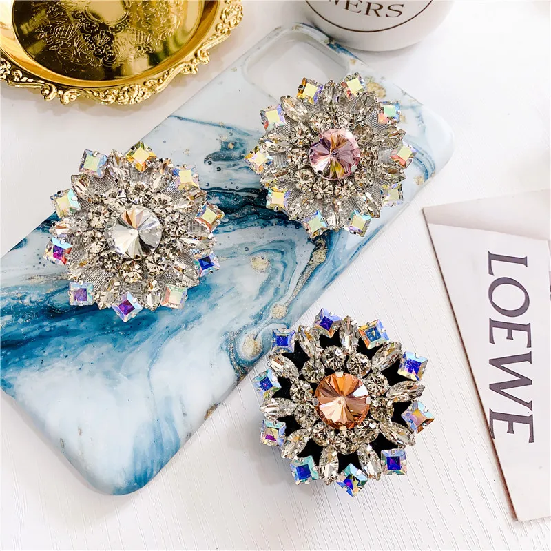  Wholesale Bling Diamond Pearl Phone Ring Holder Socket For iPhone Rhinestone Smartphone