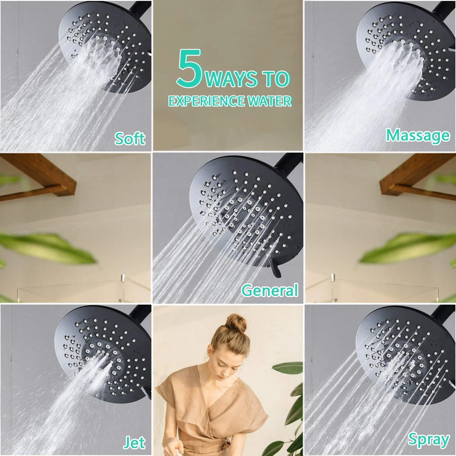 Factory Price Modern Black In Wall Mounted Shower Head Bath Mixer Bathroom Shower Faucet Set