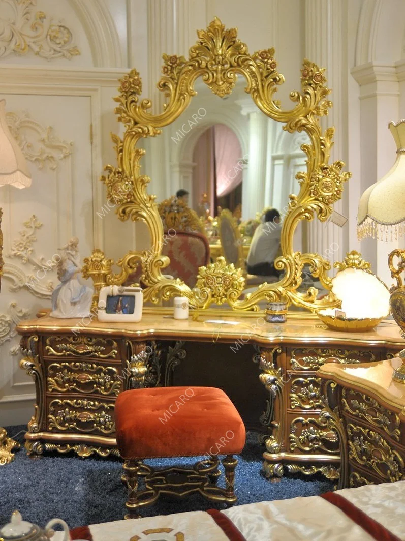 Royal luxury Italian classic antique design carving king size home furniture bedroom set