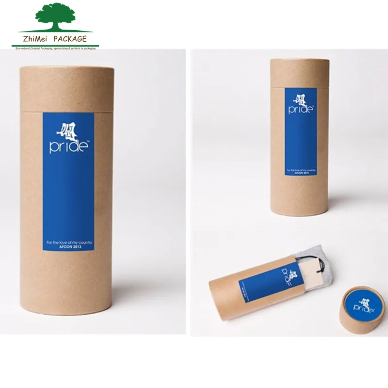 Luxury clothes packaging brown kraft paper tube t-shirt tube packaging round cardboard box for clothing packaging factory price