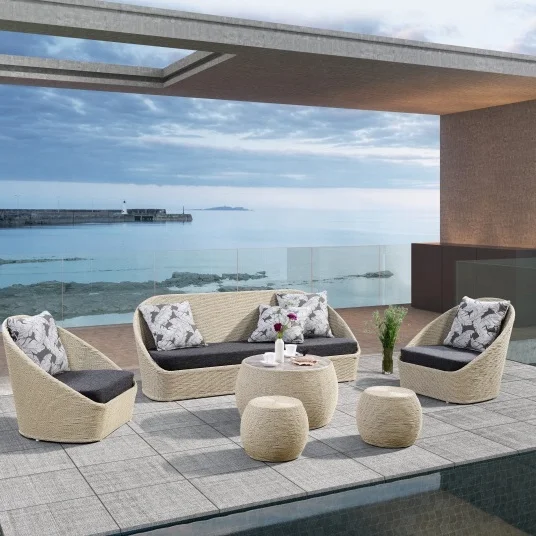 Patio terrace aluminium frame modern luxury style waterproof garden rattan outdoor garden sofas set
