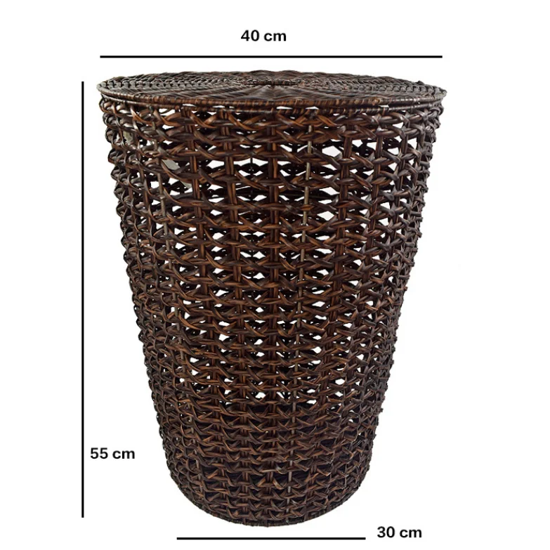 Large Wicker Weave Storage Basket with Lid Dirty Clothes Toy Basket Laundry Basket Hand-Knitted Art
