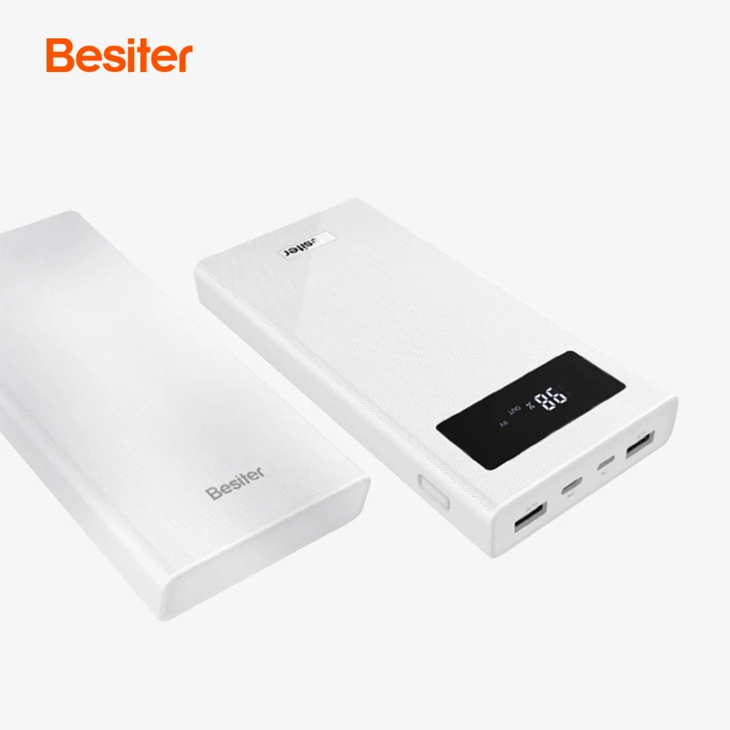20000 мАч емкость мобильное зарядное устройство Черный power bank с двумя портами USB для быстрой зарядки ЖК-дисплеем батарея портативные зарядные устройства