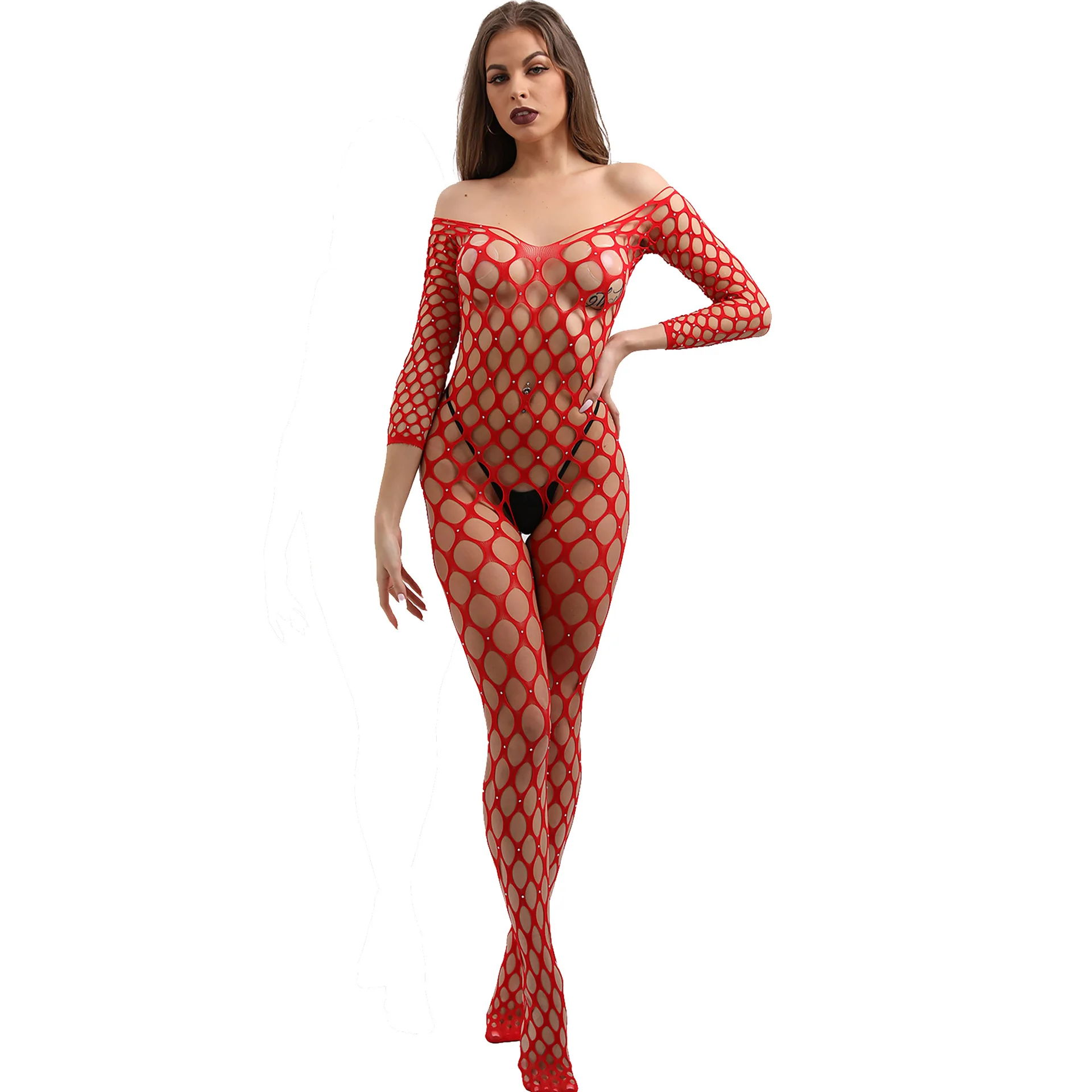 Sexy Bodystockings Women Fishnet Open Crotch Catsuit Hollow Mesh Tights Lingerie Black Erotic Bodysuit Sleepwear Jumpsuit new