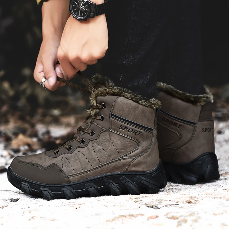 Winter Safety Men Shoes For Sale Cheap Price Winter Plush Rubber Solid Snow Boot Patent Leather We Accept OEM 1 Pair /box Ankle