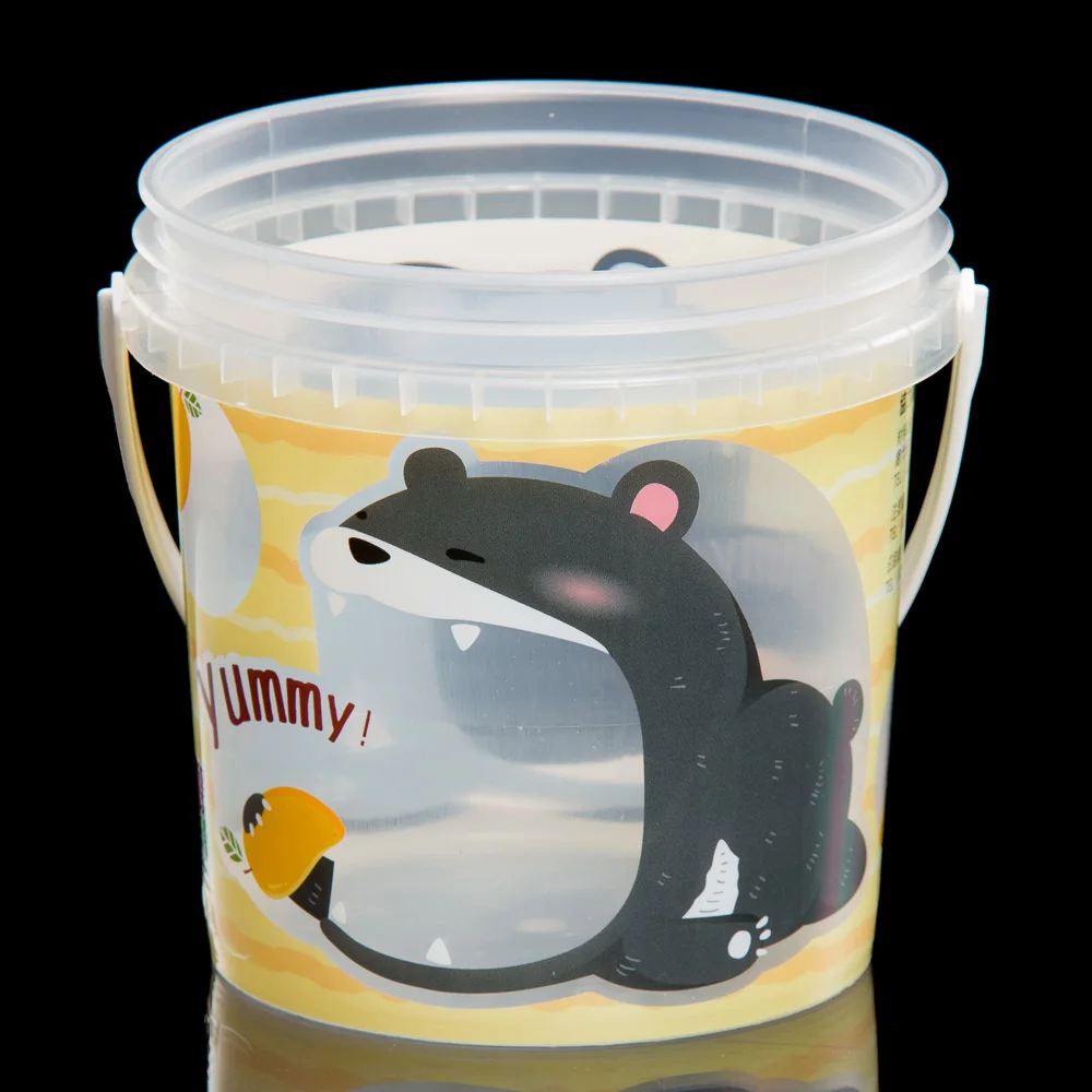 1 to 2 liter litre good price In-Mould Labeling pail with lid Customized shipping barrel 0504