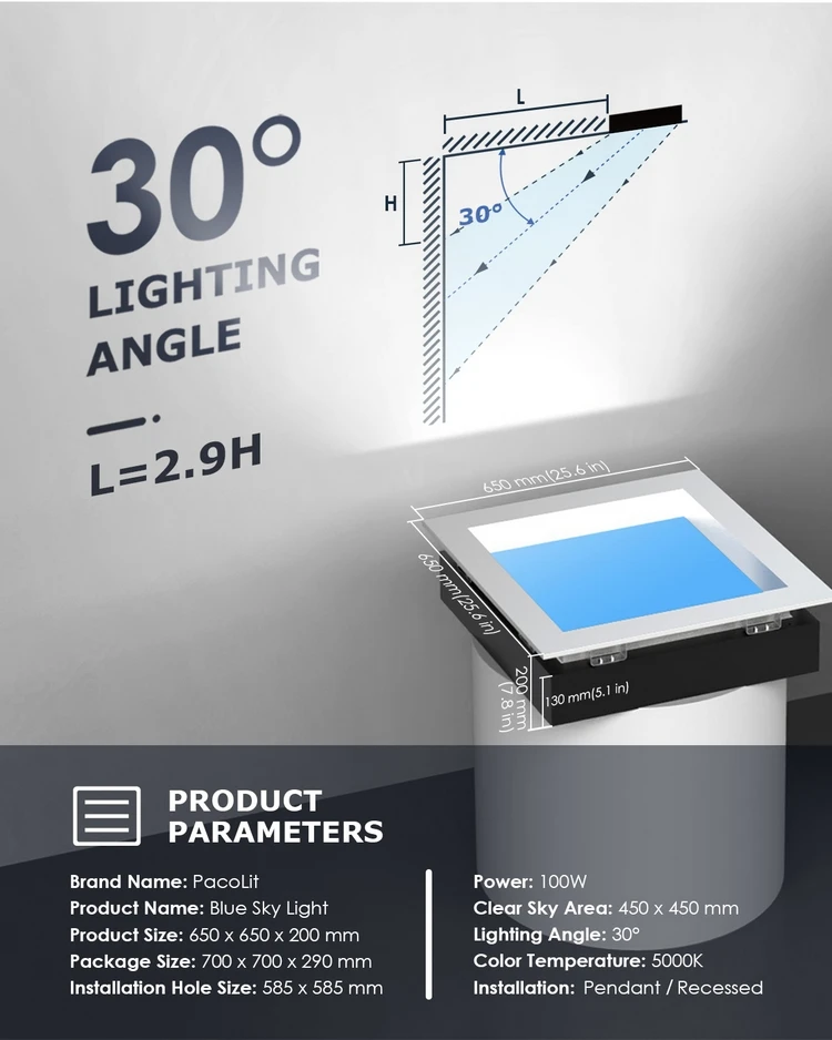 2022 Wholesale Embedded Blue Skylight for indoor  Led Ceiling Light