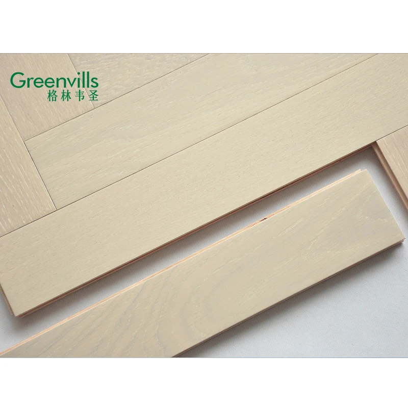 Natural white oak wooden flooring herringbone, hot sale manufacturer competitive price, brushed wooden parquet