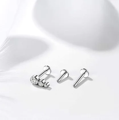 wholesale ASTM F136 titanium G23 Internally Threaded Tragus Shiny Earring Jewelry Set