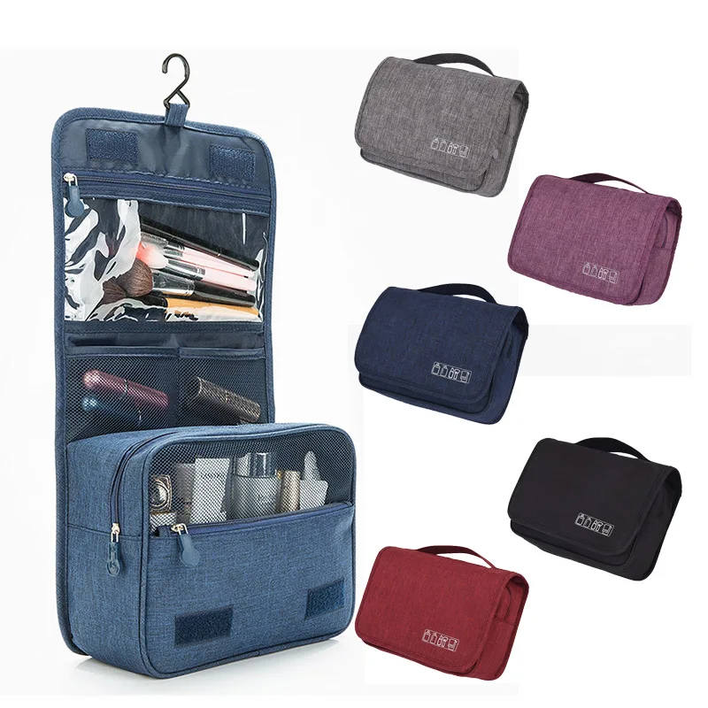 Travel portable cosmetic bag large capacity simple multifunction bathroom organizer toiletry bag travel bag with hanging hook