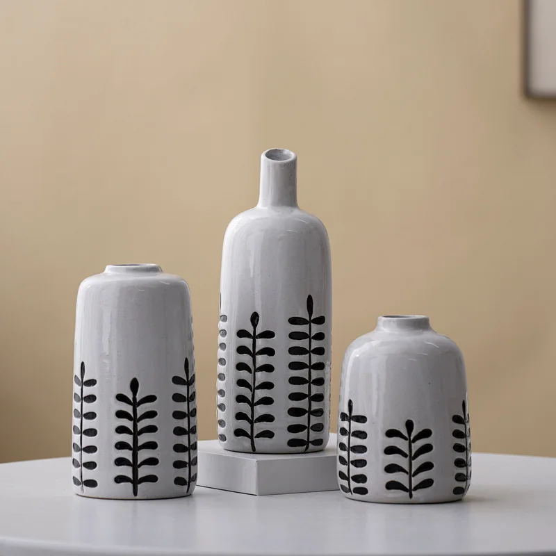 Nordic Ceramic Vase for Wedding Decorations Modern Luxury Tabletop Artificial Flower Antique Pottery