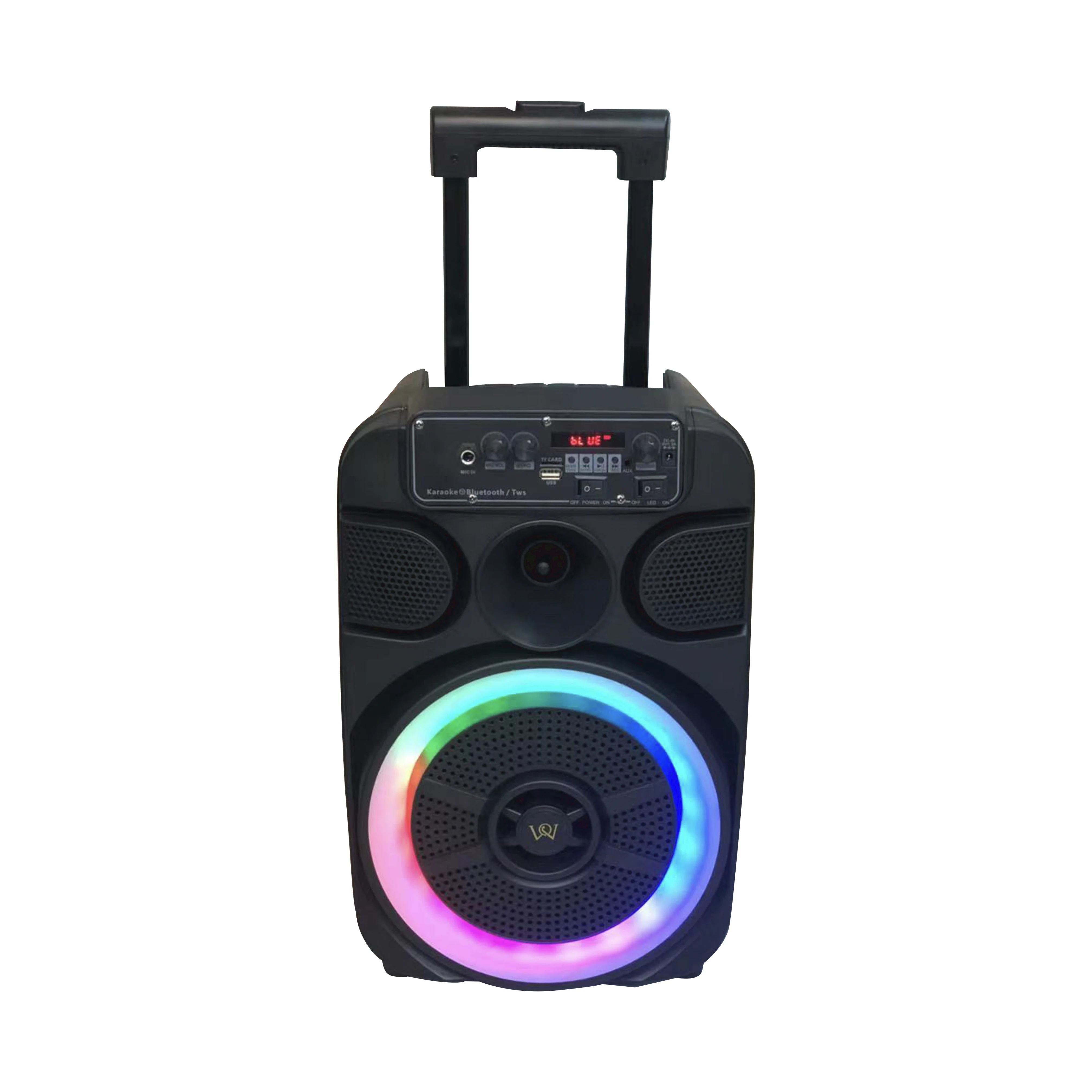 8 Inches Multimedia DJ Stunner WJQ-2208 LED LARGE Trolley SPEAKER  WITH WIRELESS MICROPHONE