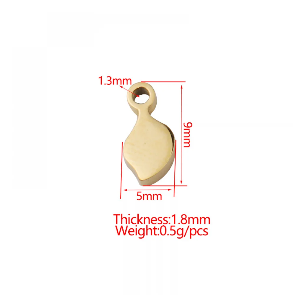 Custom Jewelry Making Charms Necklace Bracelet Stainless Steel Leaf Engraved Logo Brand Name Jewlery Tags