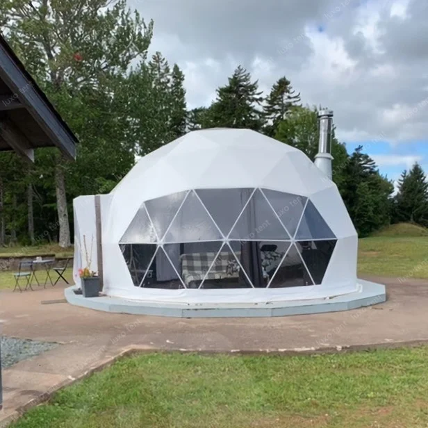 Glamping waterproof fireproof PVC covering geodesic dome tent