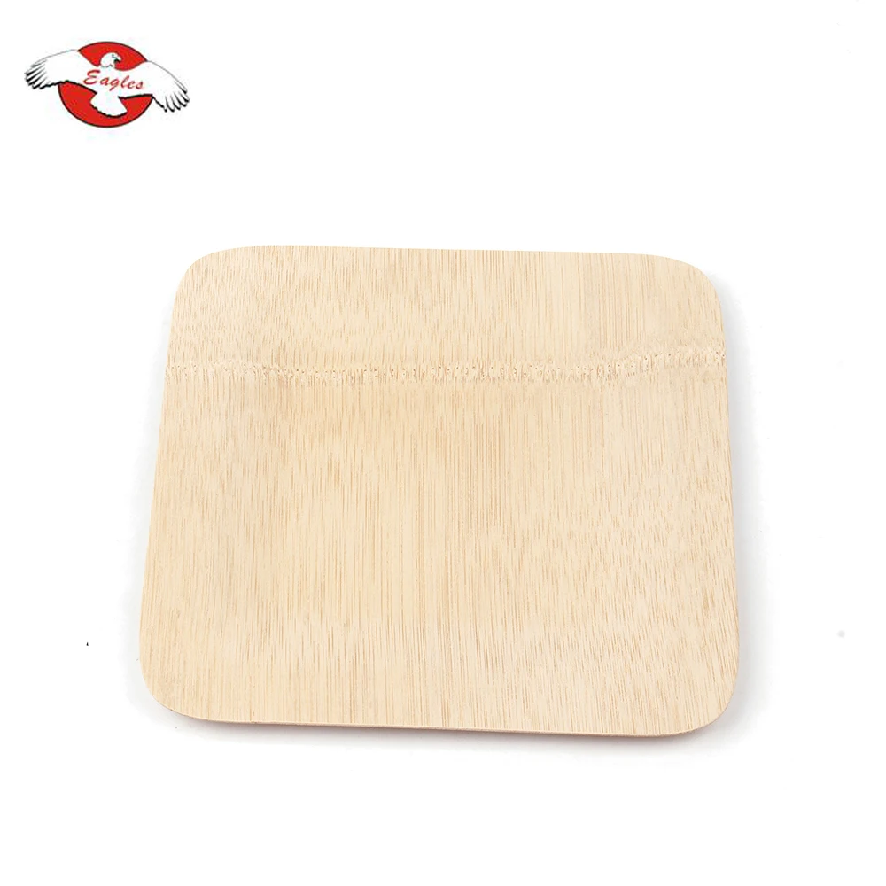 Modern Square Disposable Eco-Friendly Wood Charger Plates Sustainable Wooden Birch Veneer Stocked with Plant Pattern Dish Design