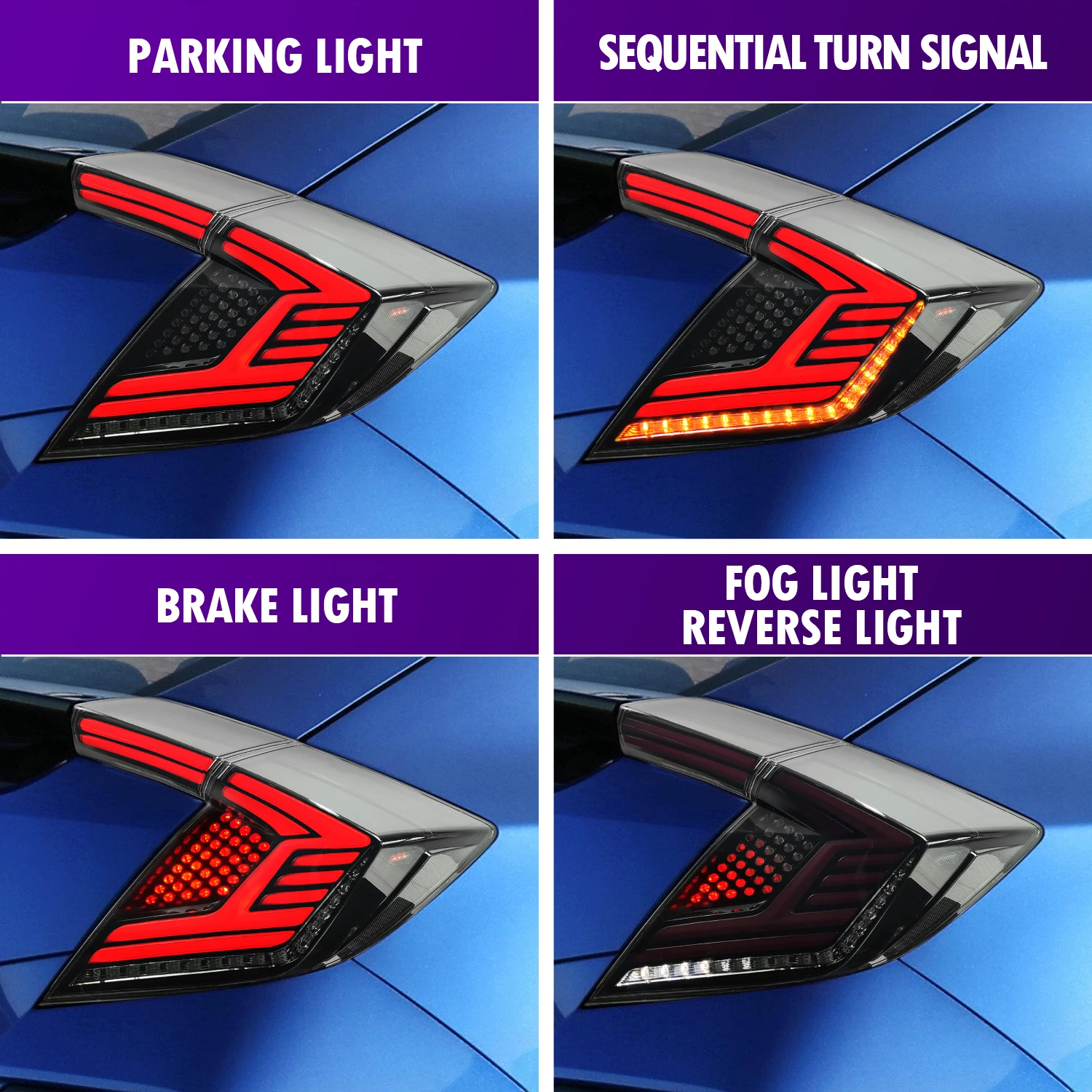 Archaic Factory Car Lamp For Honda Civic Type R Hatchback Taillights Fk7 Fk8 Fk4 2016-2021 Full Led Rear Lamp