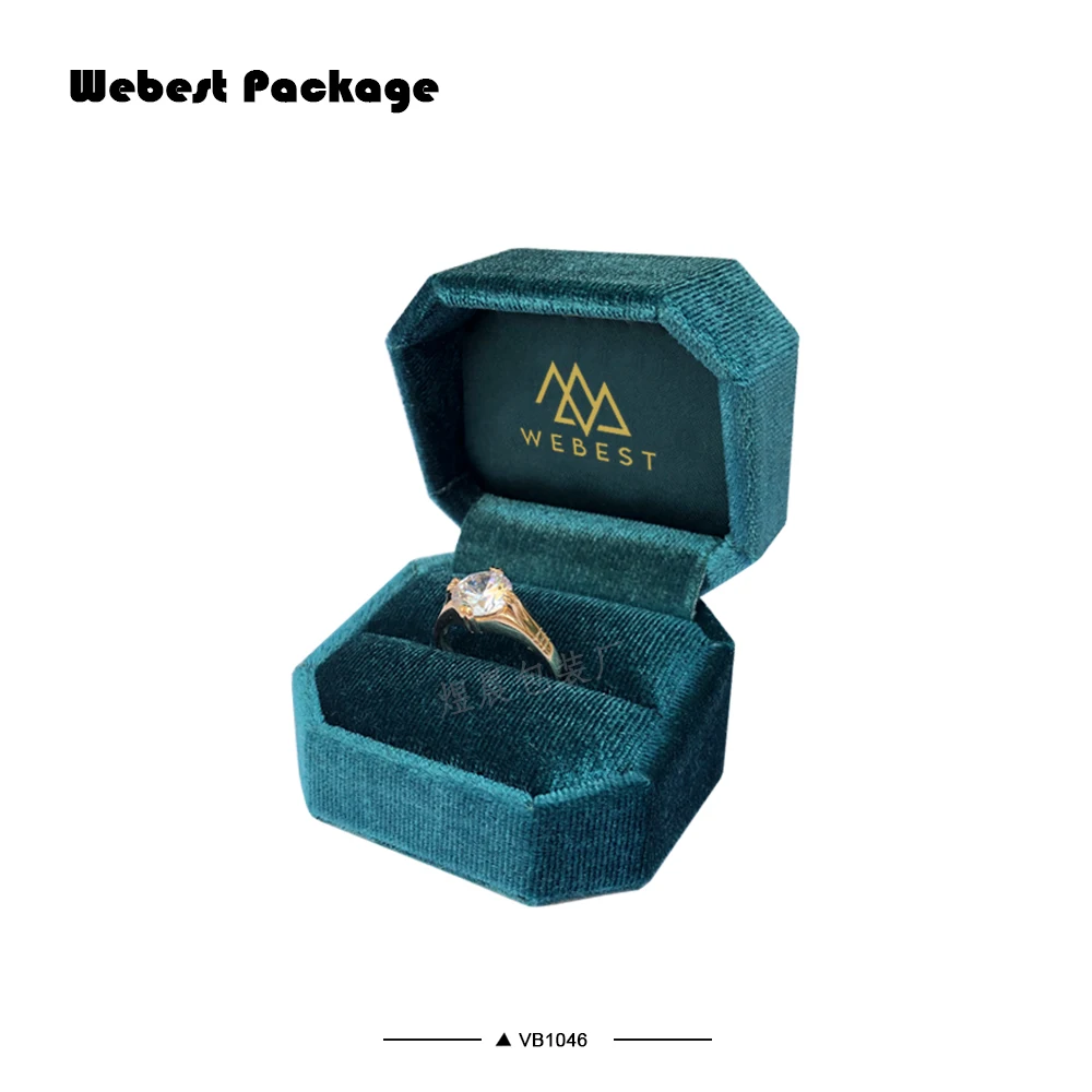 
Webest peacock green Korean velvet jewelry gift box leather and ladies velvet ring box 