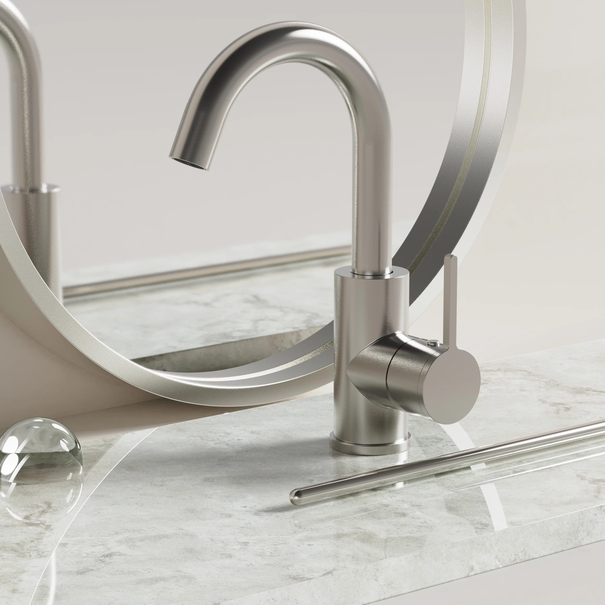 swiveling gooseneck basin mixer 304 Stainless Steel   manufacturer  inox vanity  faucet home bar mixers