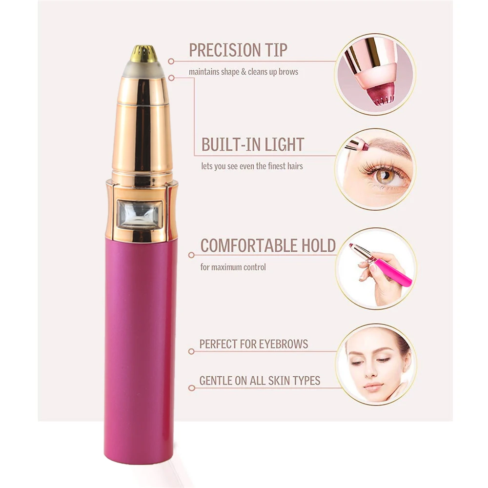 Painless-precision electric eye brow trimmer with led light Eyebrow Shaping Eyebrow Shaping